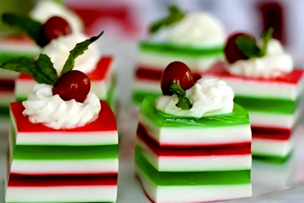 Gelatina colorida de Natal, uma sobremesa simples e deliciosa que vai enfeitar sua mesa