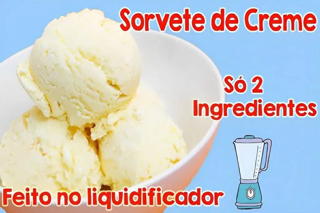 Sorvete de creme com 2 ingredientes no liquidificador, muito simples e cremoso